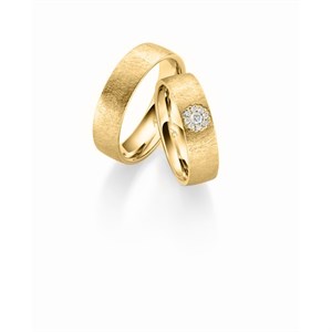 Gerstner - Vielsesringe i 14kt. guld m. brillantblomst